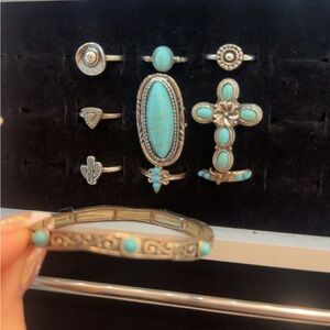 Turquoise Silver Jewelry Set western jewelry bundle all included